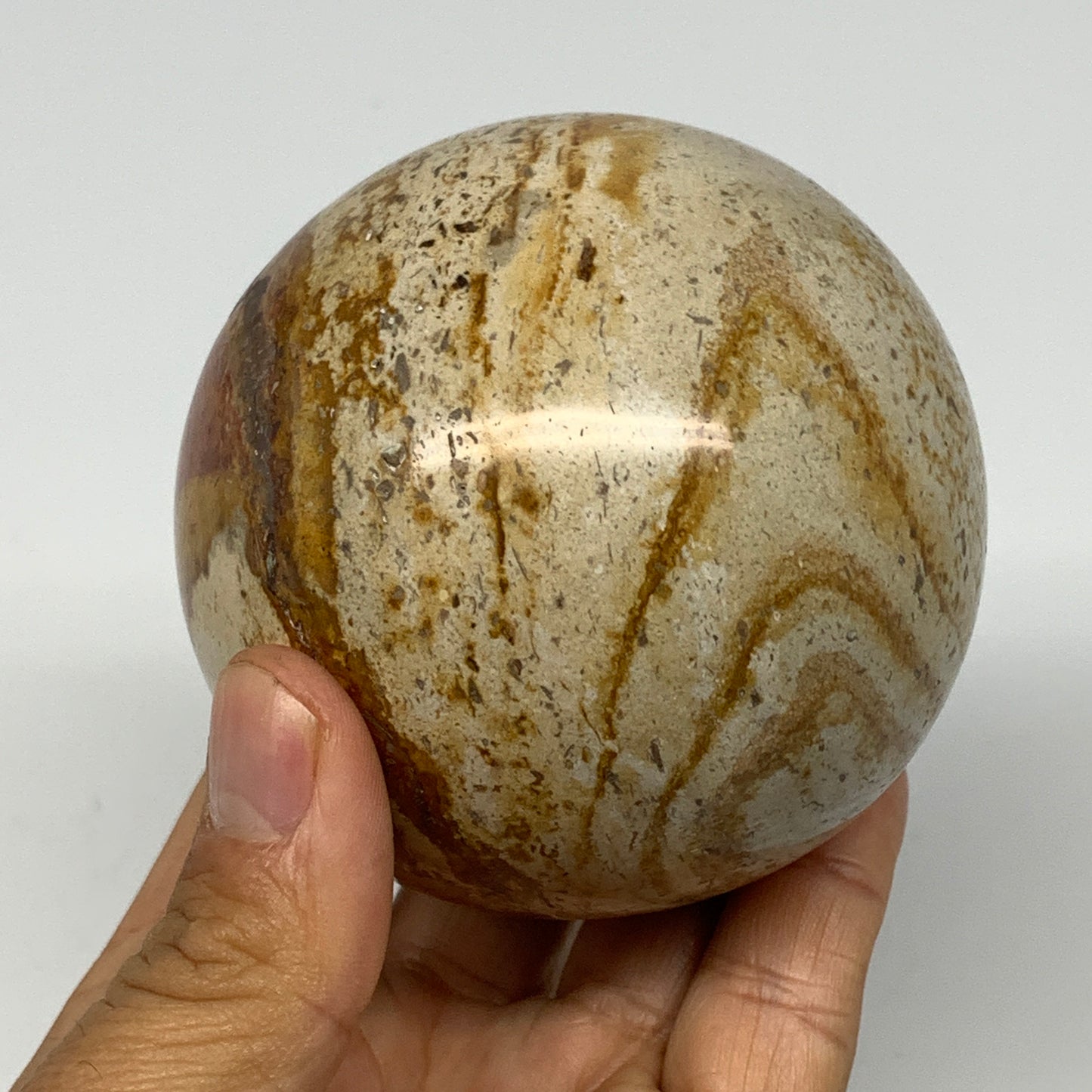 538g, 3" (75mm), Ocean Jasper Sphere Geode Crystal Reiki @Madagascar, B25436