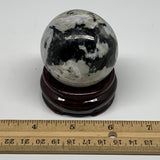 200.7g,2"(52mm), Natural Rainbow Moonstone Sphere Ball Gemstone @India,B21378