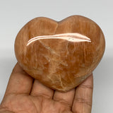 186.4g,2.5"x3"x1.2", Pink Peach Moonstone Heart Crystal Polished Reiki,B17515