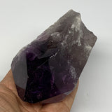 555g,4.6"x2.7"x2.4", Amethyst Point Polished Rough lower part Stands, B19043