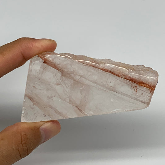 74.7g, 3.2"x1.7"x0.4", One face polished Fire Quartz, One face semi polished, B1