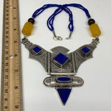 Turkmen Necklace Antique Afghan Tribal Blue Lapis Lazuli V-Neck, Beaded Necklace