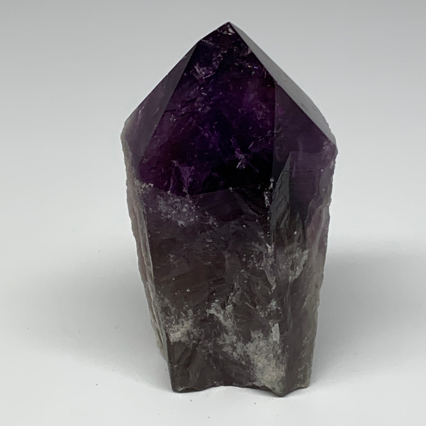 555g,4.6"x2.7"x2.4", Amethyst Point Polished Rough lower part Stands, B19043