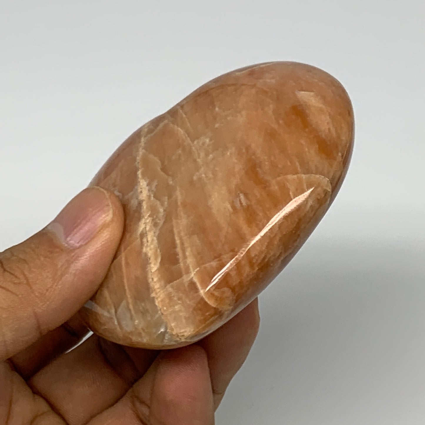 186.4g,2.5"x3"x1.2", Pink Peach Moonstone Heart Crystal Polished Reiki,B17515