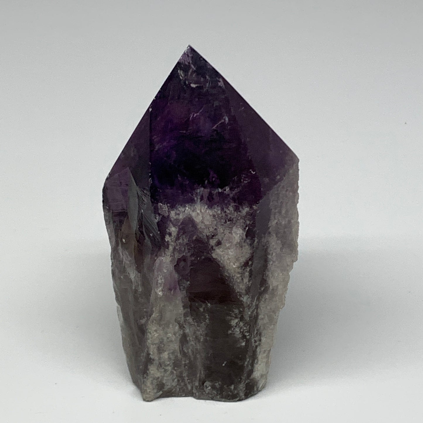 555g,4.6"x2.7"x2.4", Amethyst Point Polished Rough lower part Stands, B19043