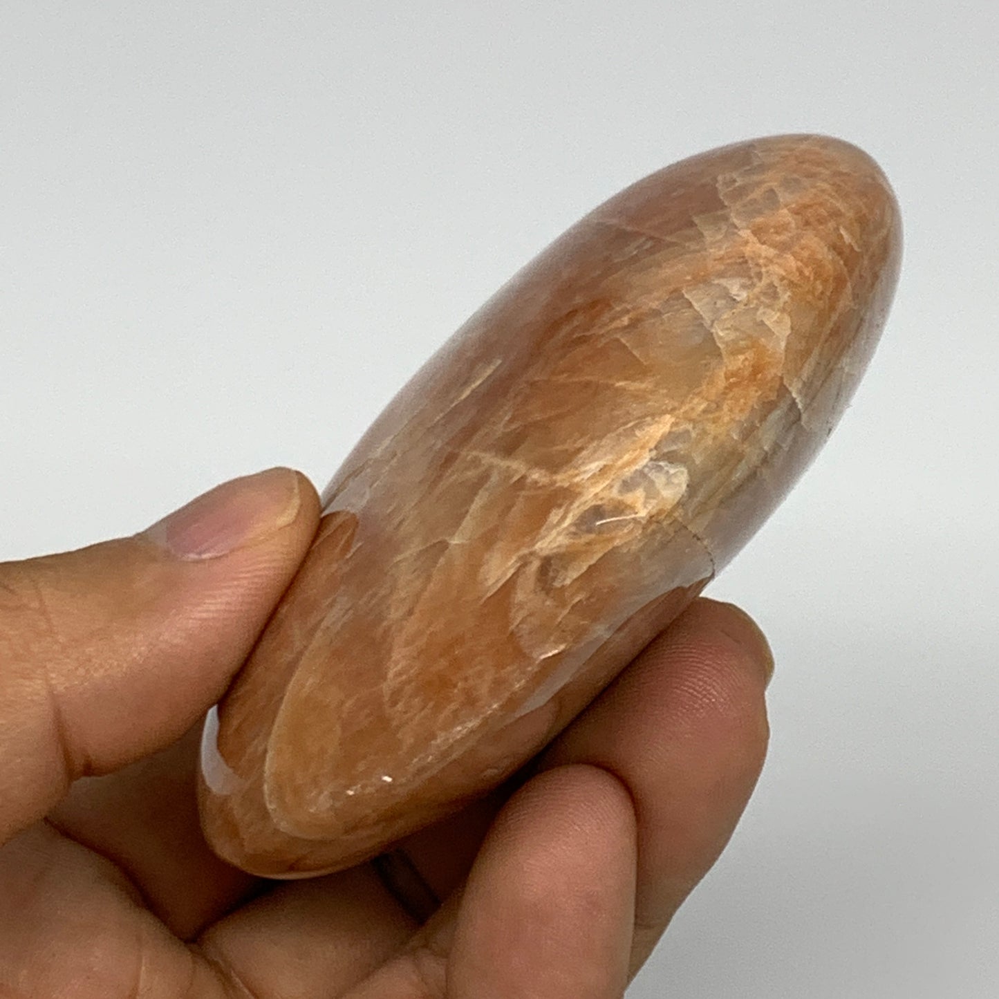 186.4g,2.5"x3"x1.2", Pink Peach Moonstone Heart Crystal Polished Reiki,B17515