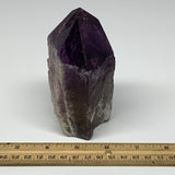 555g,4.6"x2.7"x2.4", Amethyst Point Polished Rough lower part Stands, B19043