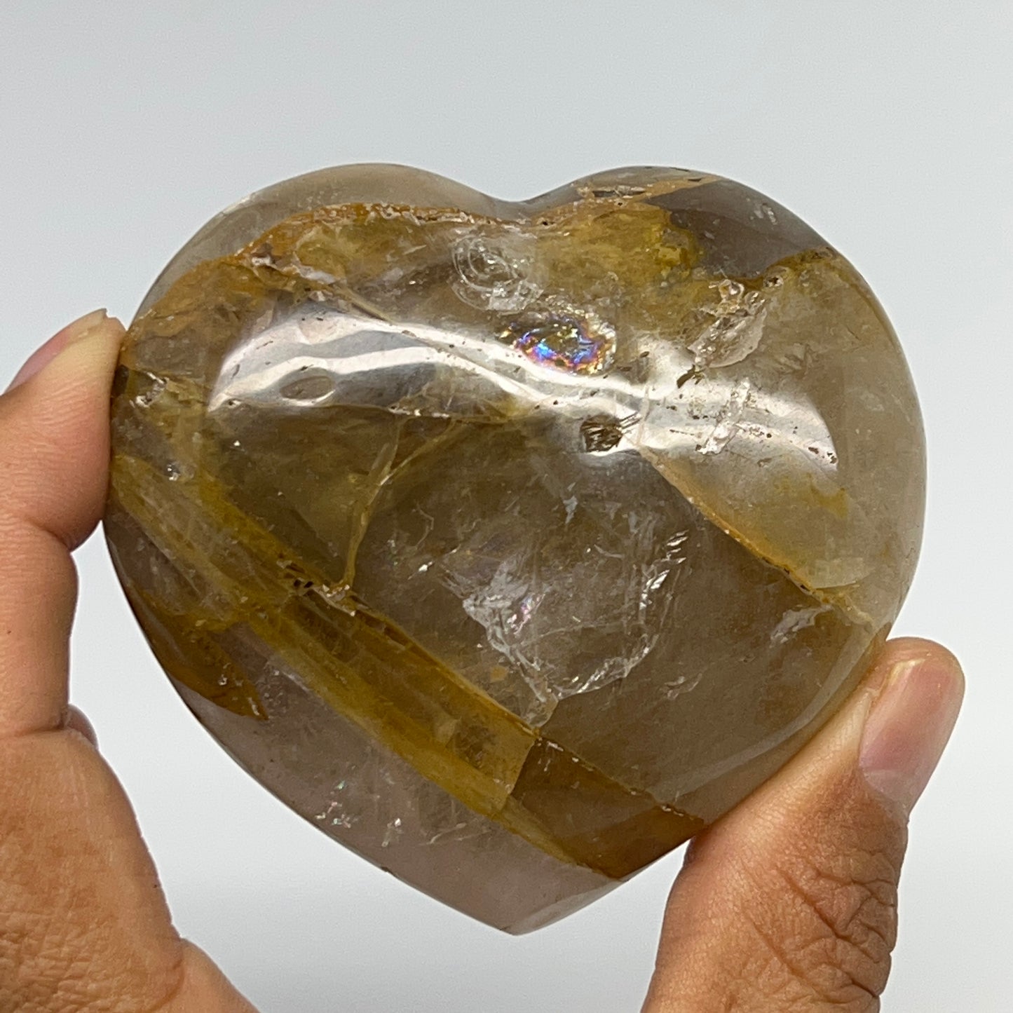 223.8g,2.7"x2.9"x1.3" Yellow Healing Quartz Heart Crystal @Madagascar, B19690