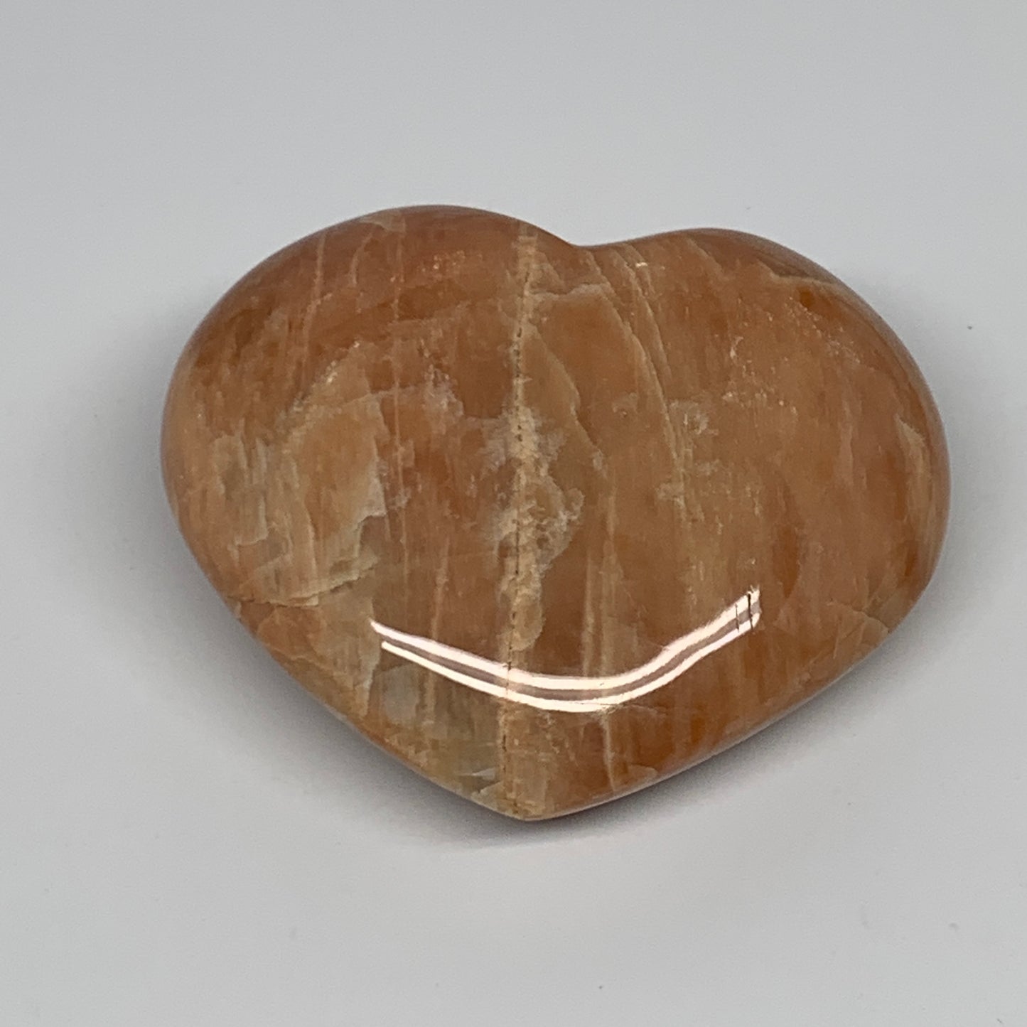 186.4g,2.5"x3"x1.2", Pink Peach Moonstone Heart Crystal Polished Reiki,B17515