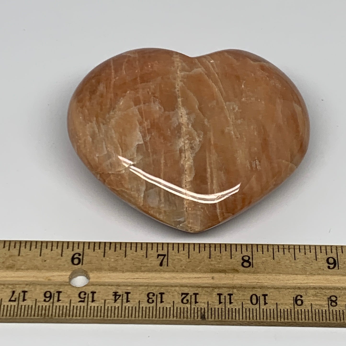 186.4g,2.5"x3"x1.2", Pink Peach Moonstone Heart Crystal Polished Reiki,B17515