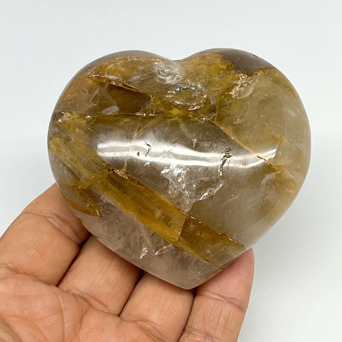 223.8g,2.7"x2.9"x1.3" Yellow Healing Quartz Heart Crystal @Madagascar, B19690