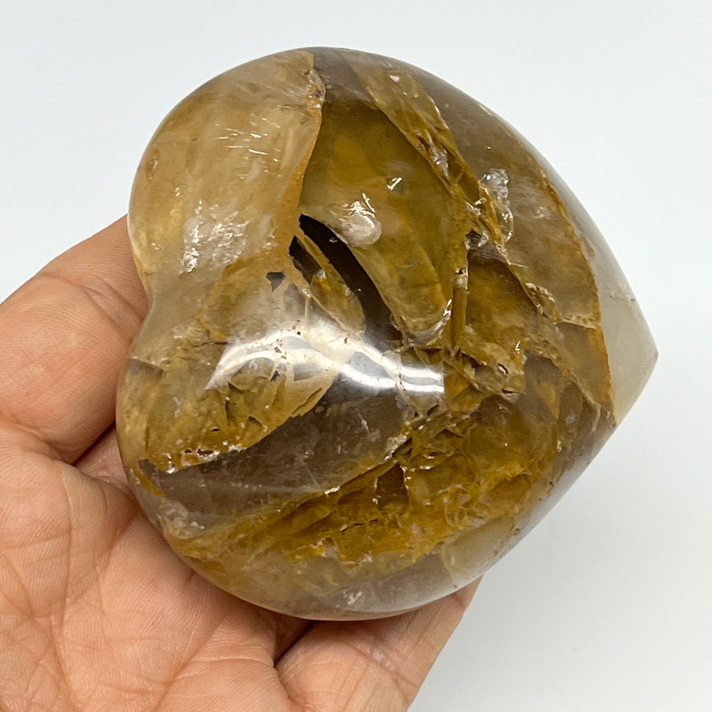 223.8g,2.7"x2.9"x1.3" Yellow Healing Quartz Heart Crystal @Madagascar, B19690