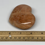 186.4g,2.5"x3"x1.2", Pink Peach Moonstone Heart Crystal Polished Reiki,B17515