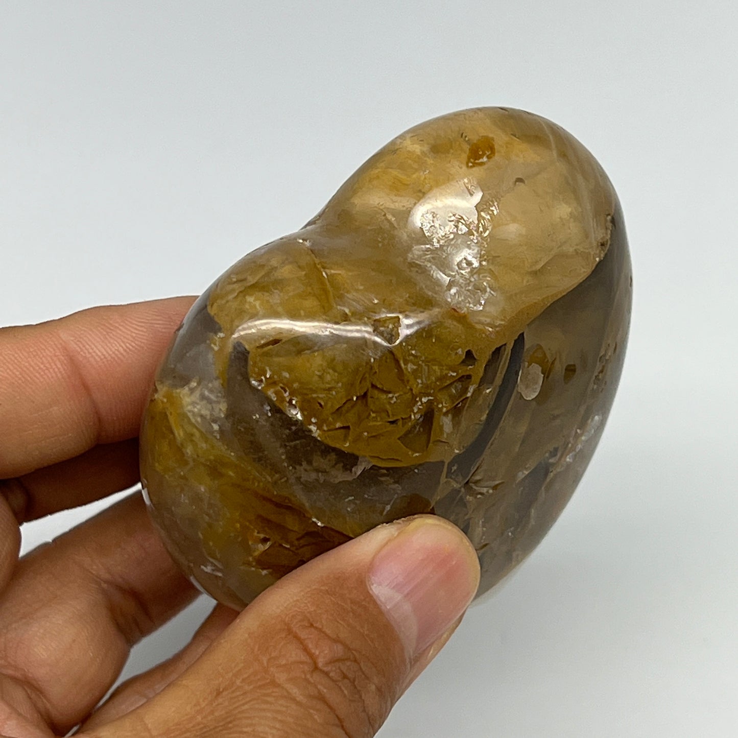 223.8g,2.7"x2.9"x1.3" Yellow Healing Quartz Heart Crystal @Madagascar, B19690