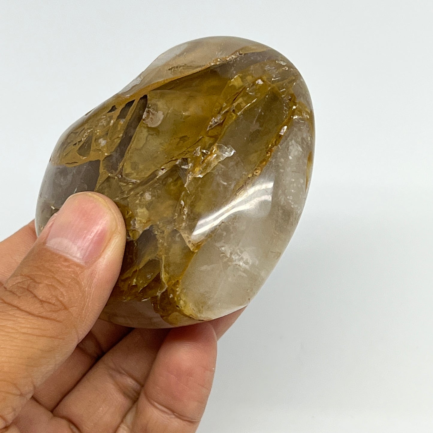 223.8g,2.7"x2.9"x1.3" Yellow Healing Quartz Heart Crystal @Madagascar, B19690