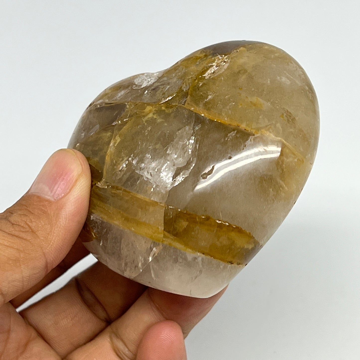 223.8g,2.7"x2.9"x1.3" Yellow Healing Quartz Heart Crystal @Madagascar, B19690