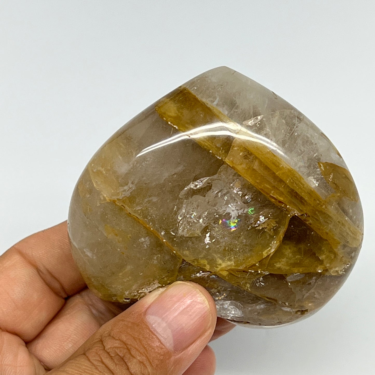 223.8g,2.7"x2.9"x1.3" Yellow Healing Quartz Heart Crystal @Madagascar, B19690