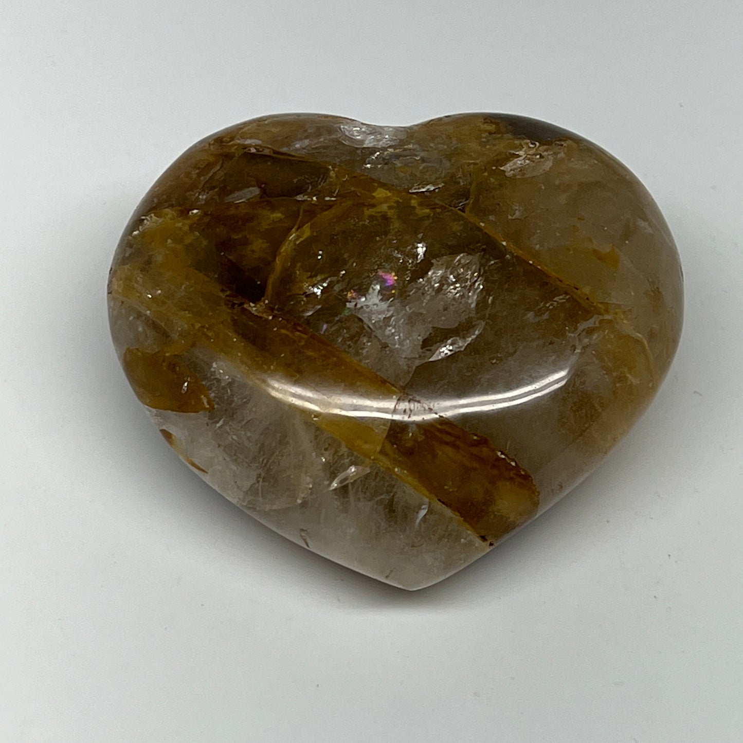 223.8g,2.7"x2.9"x1.3" Yellow Healing Quartz Heart Crystal @Madagascar, B19690