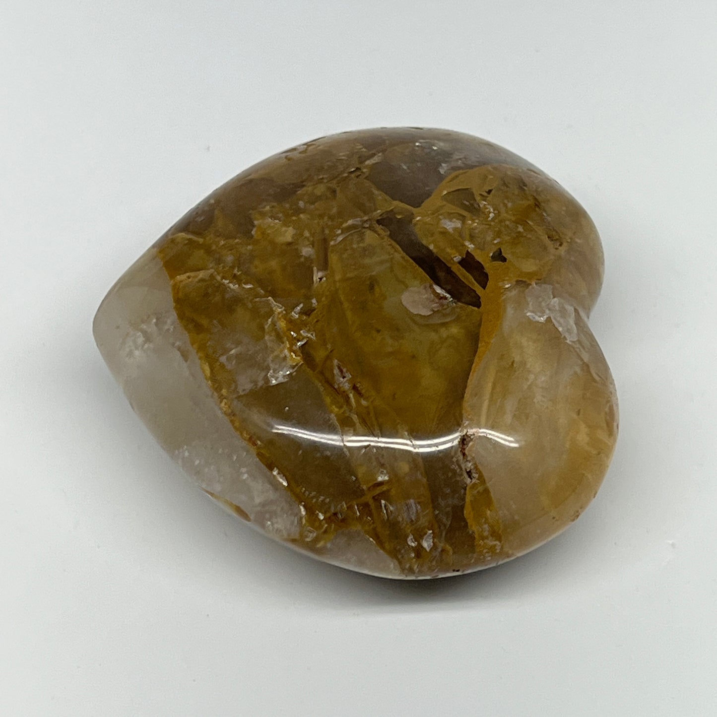 223.8g,2.7"x2.9"x1.3" Yellow Healing Quartz Heart Crystal @Madagascar, B19690