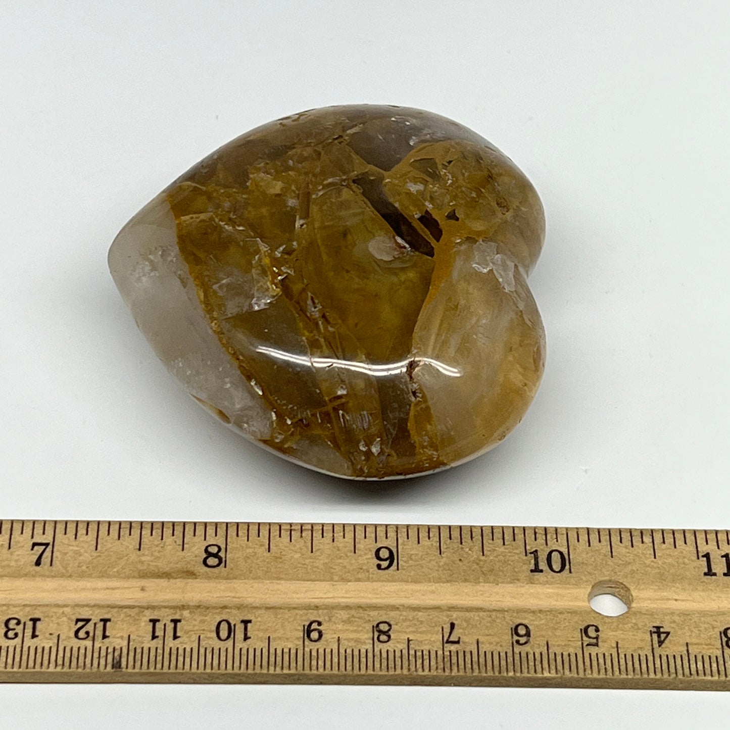 223.8g,2.7"x2.9"x1.3" Yellow Healing Quartz Heart Crystal @Madagascar, B19690