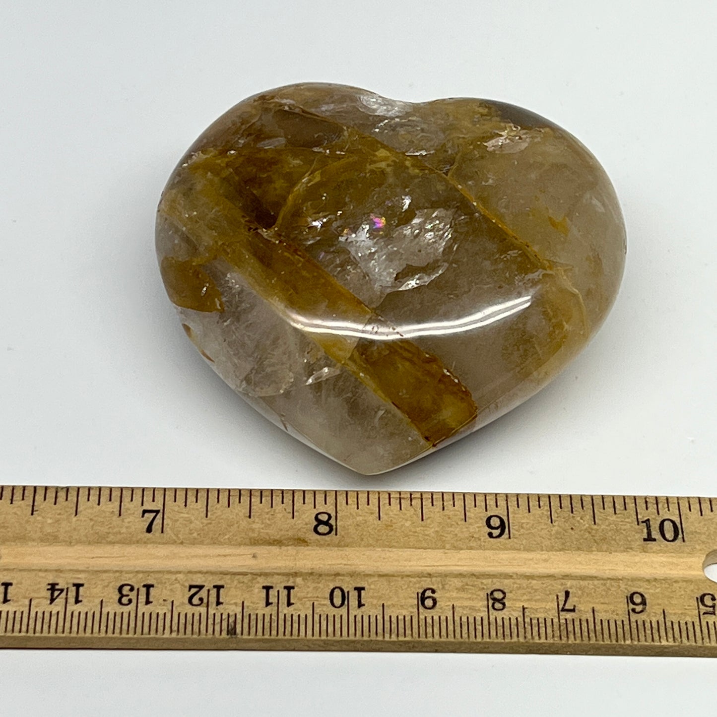 223.8g,2.7"x2.9"x1.3" Yellow Healing Quartz Heart Crystal @Madagascar, B19690