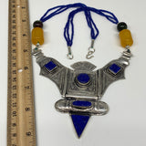 Turkmen Necklace Antique Afghan Tribal Blue Lapis Lazuli V-Neck, Beaded Necklace