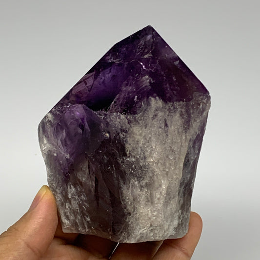 437.1g,3.7"x3"x2.4", Amethyst Point Polished Rough lower part Stands, B19046