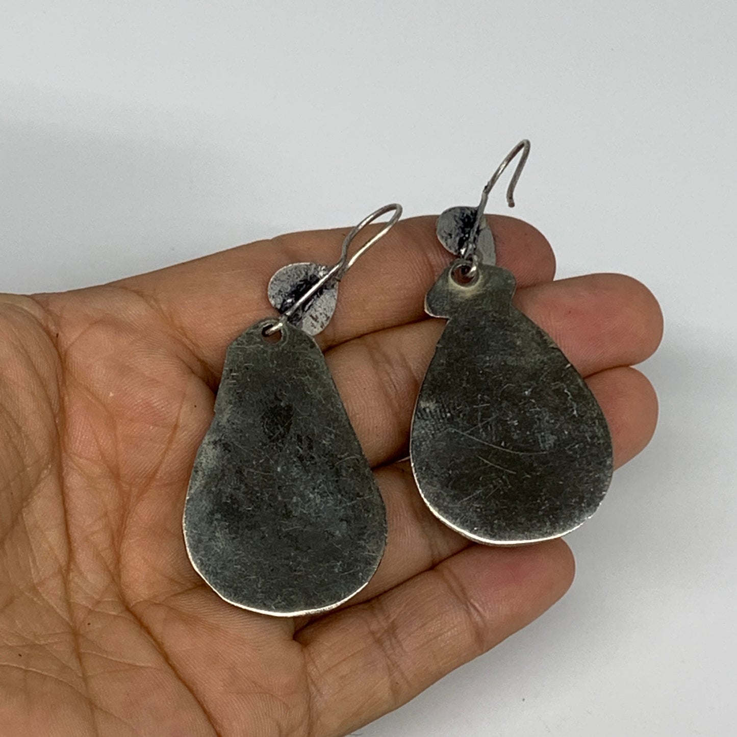 1pc, Handmade Turkmen Earring Tribal Jewelry Turquoise Inlay Drop Boho, B14288