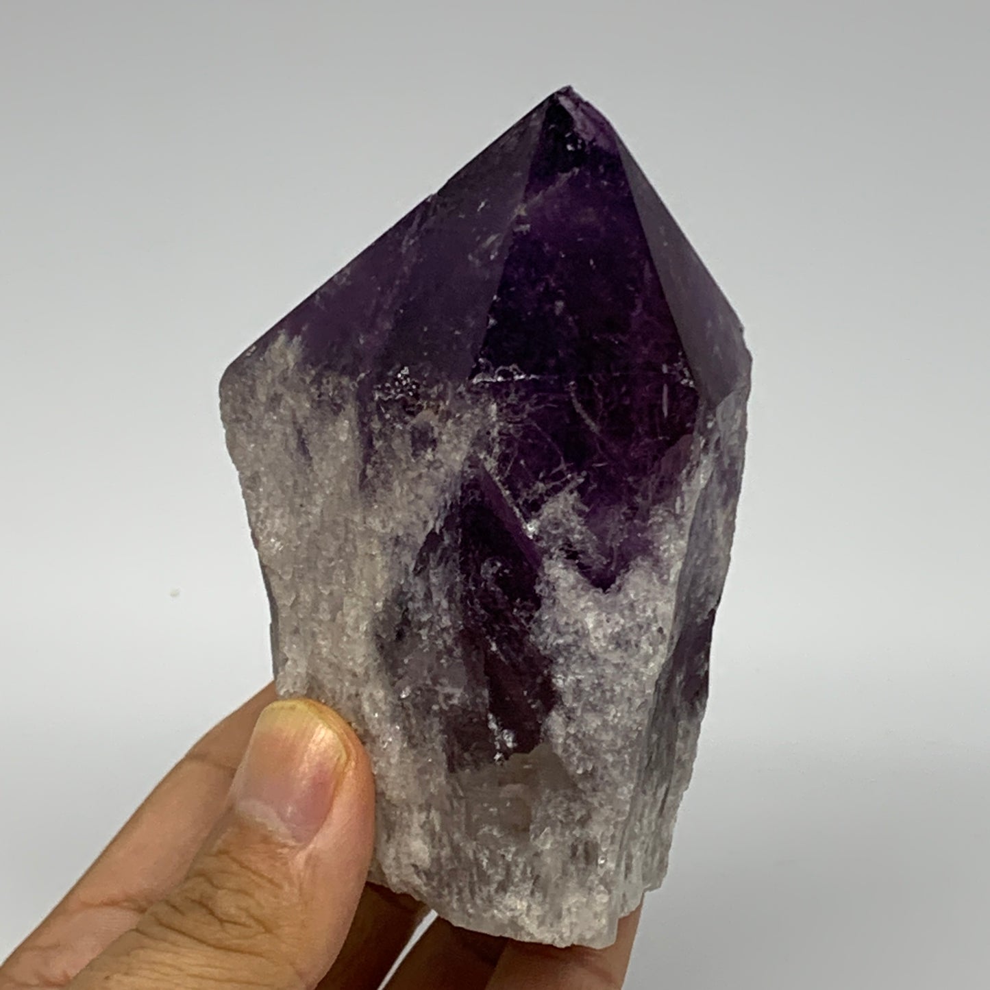 437.1g,3.7"x3"x2.4", Amethyst Point Polished Rough lower part Stands, B19046
