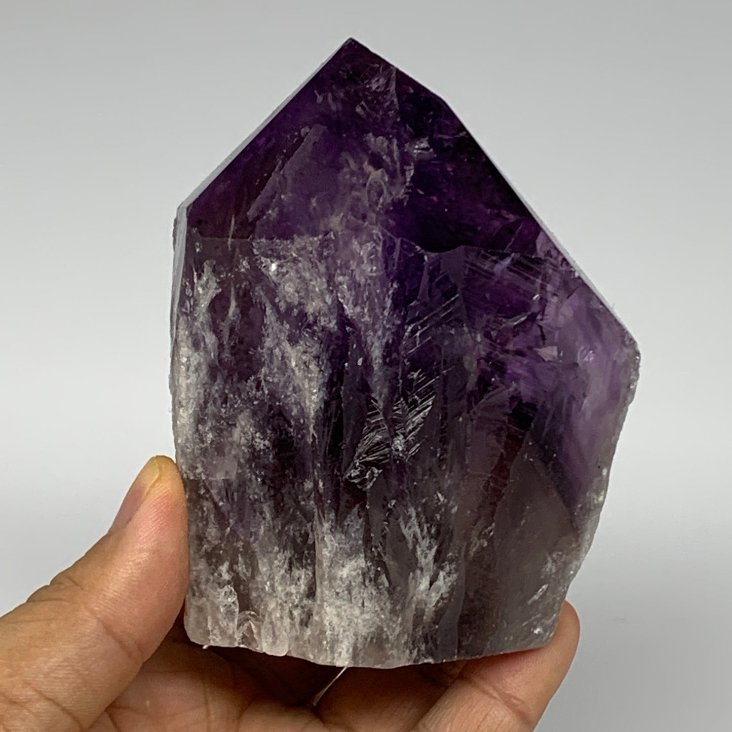 437.1g,3.7"x3"x2.4", Amethyst Point Polished Rough lower part Stands, B19046