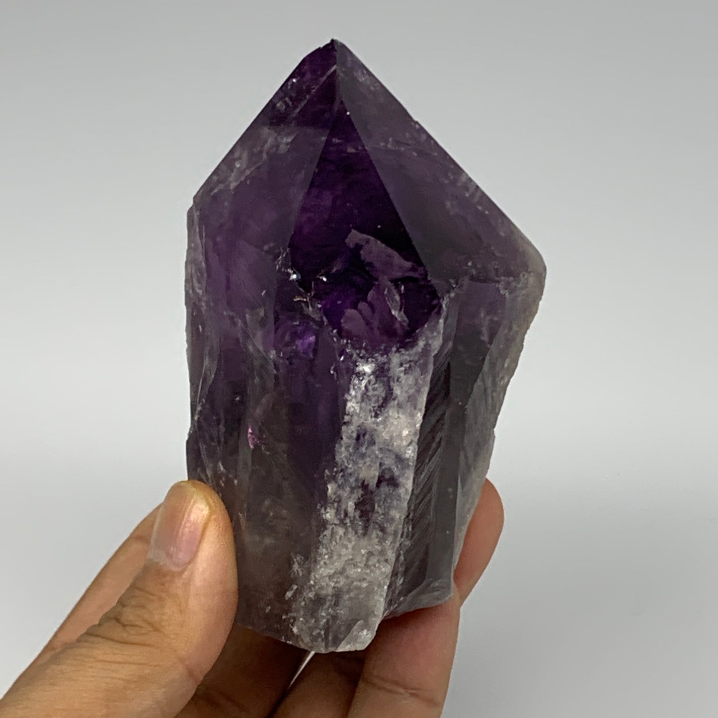 437.1g,3.7"x3"x2.4", Amethyst Point Polished Rough lower part Stands, B19046