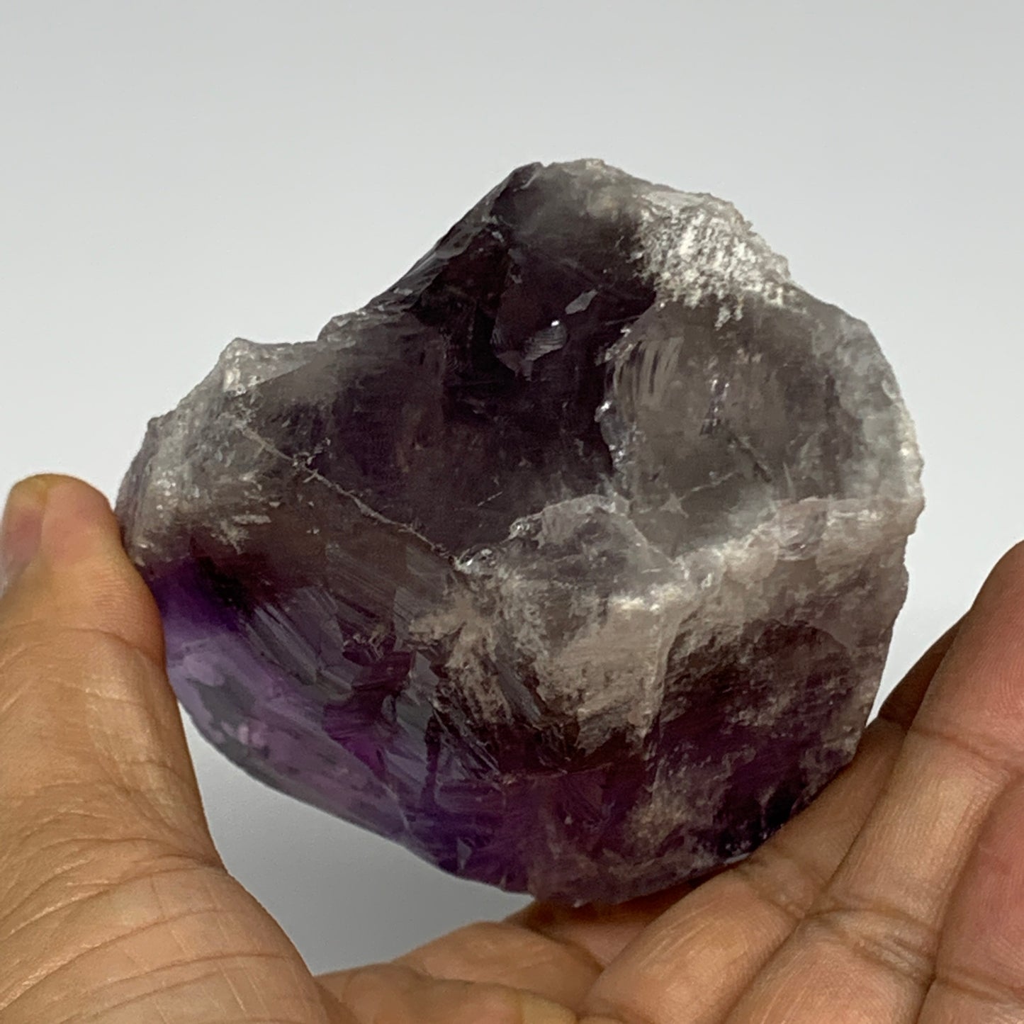 437.1g,3.7"x3"x2.4", Amethyst Point Polished Rough lower part Stands, B19046