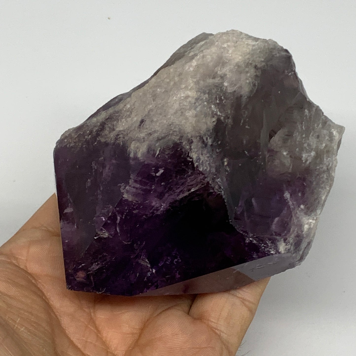 437.1g,3.7"x3"x2.4", Amethyst Point Polished Rough lower part Stands, B19046