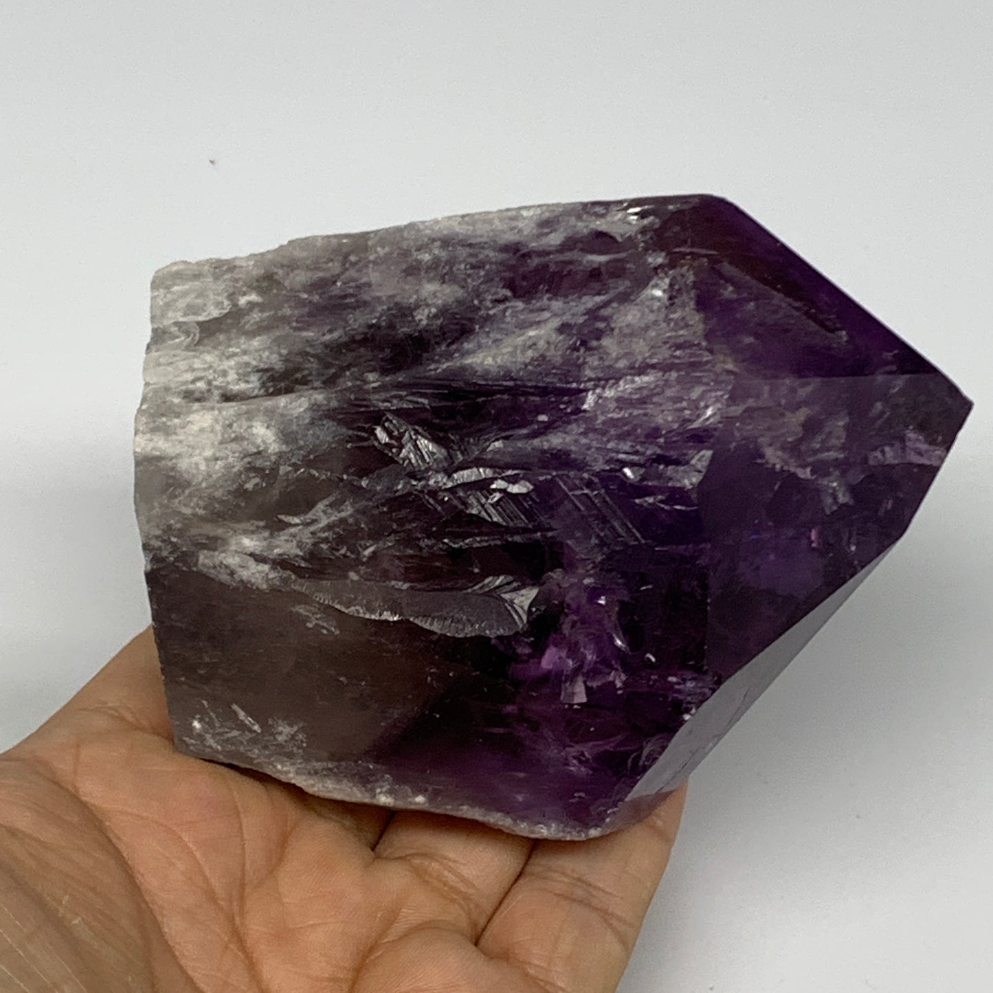 437.1g,3.7"x3"x2.4", Amethyst Point Polished Rough lower part Stands, B19046
