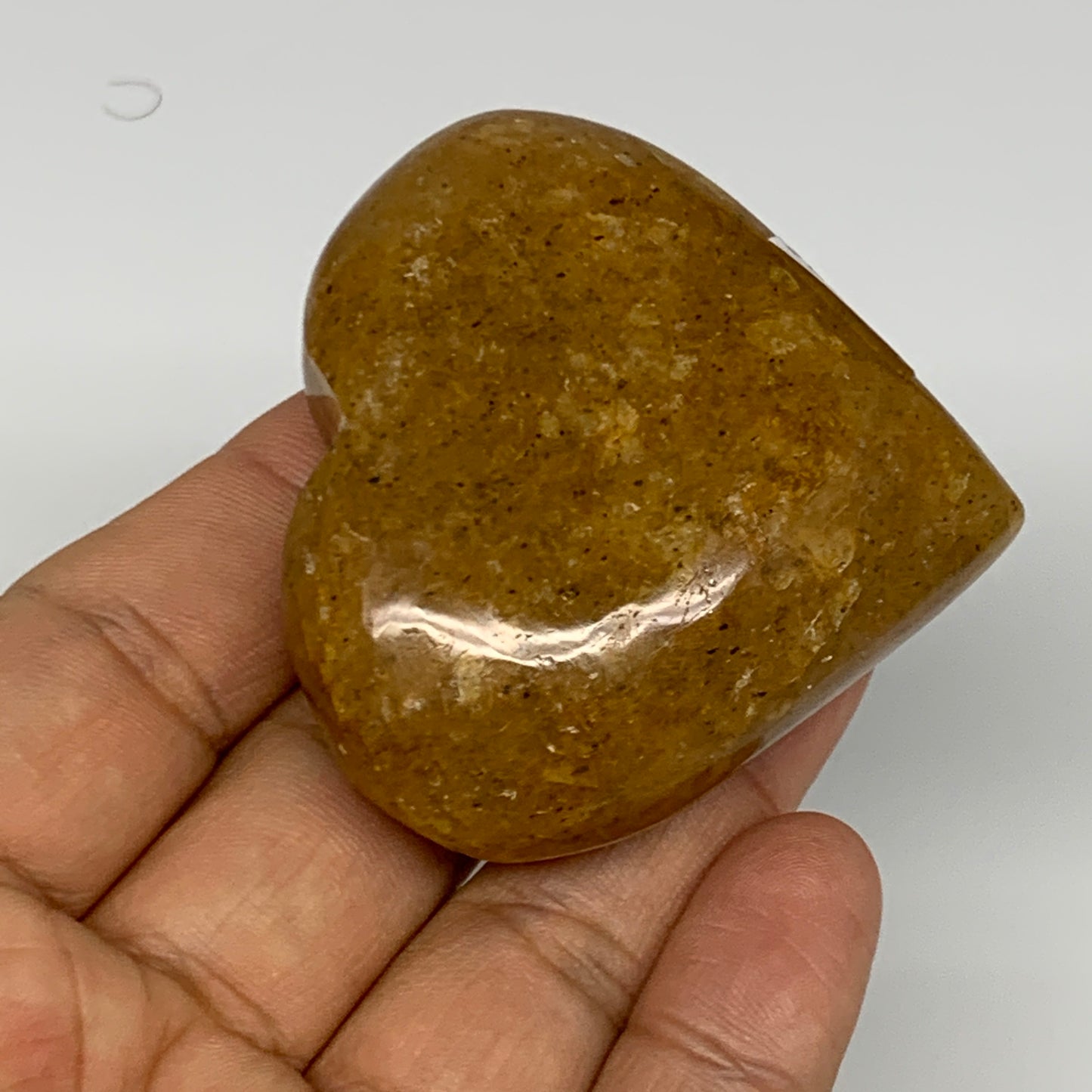 91.7g, 2.1"x2.2"x0.9", Natural Golden Quartz Heart Small Polished Crystal, B2709