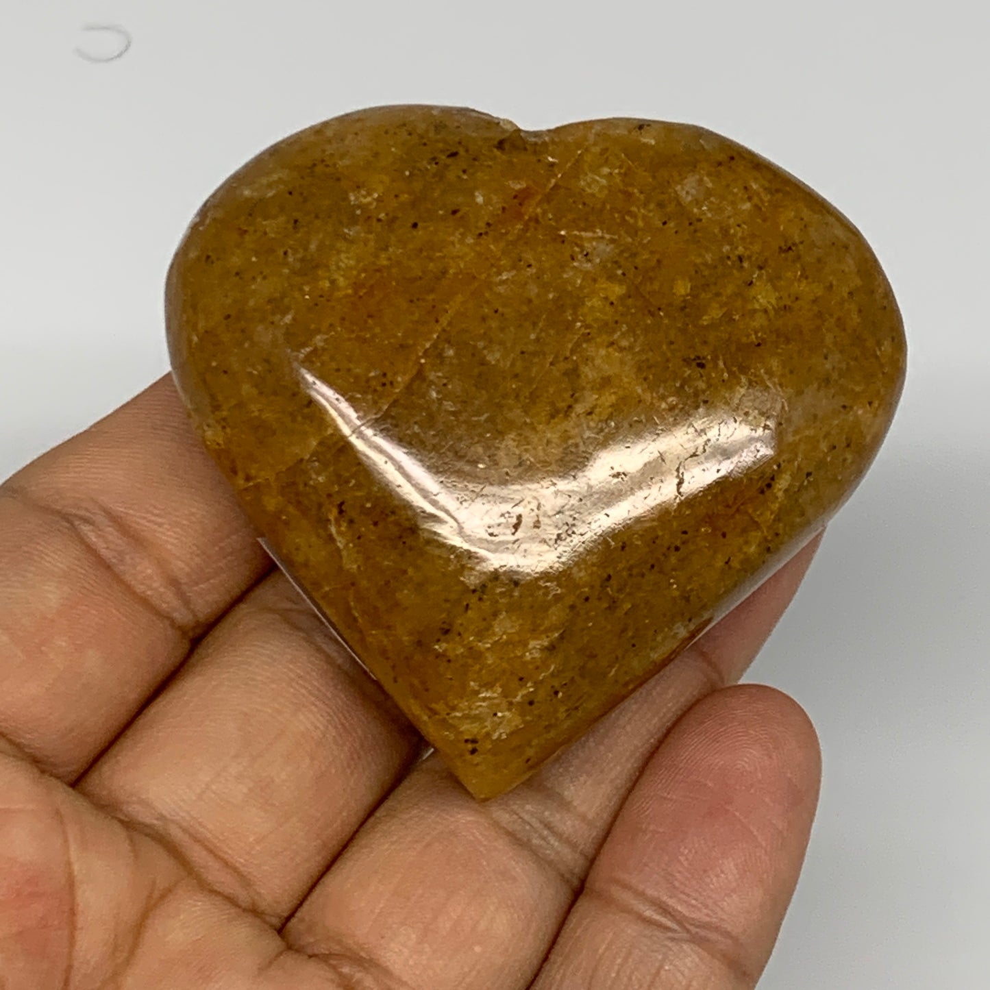 91.7g, 2.1"x2.2"x0.9", Natural Golden Quartz Heart Small Polished Crystal, B2709
