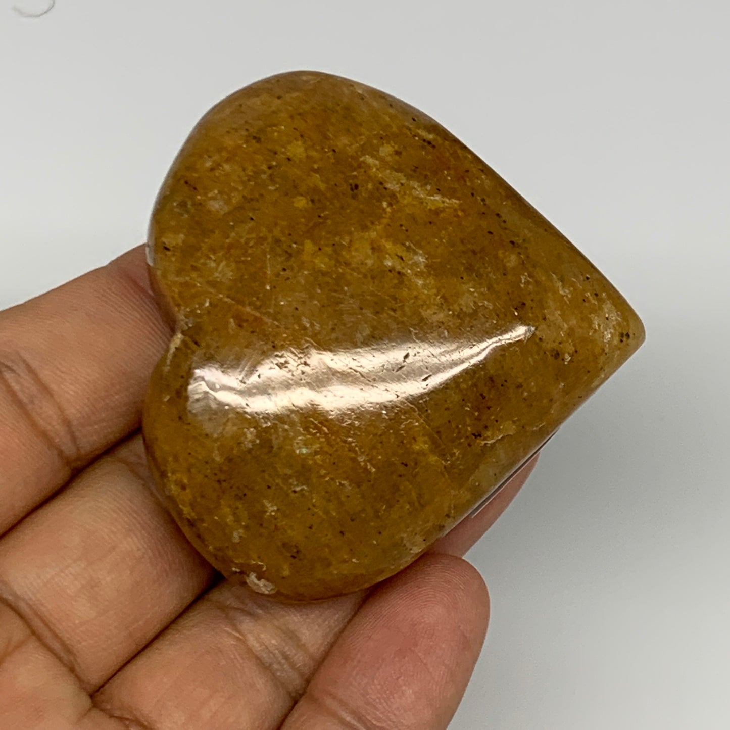 91.7g, 2.1"x2.2"x0.9", Natural Golden Quartz Heart Small Polished Crystal, B2709