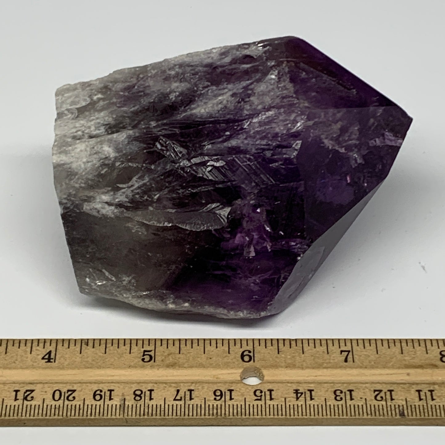 437.1g,3.7"x3"x2.4", Amethyst Point Polished Rough lower part Stands, B19046