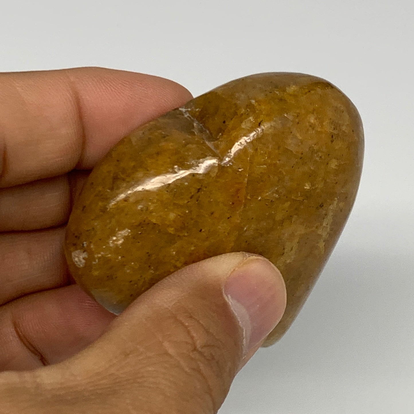 91.7g, 2.1"x2.2"x0.9", Natural Golden Quartz Heart Small Polished Crystal, B2709