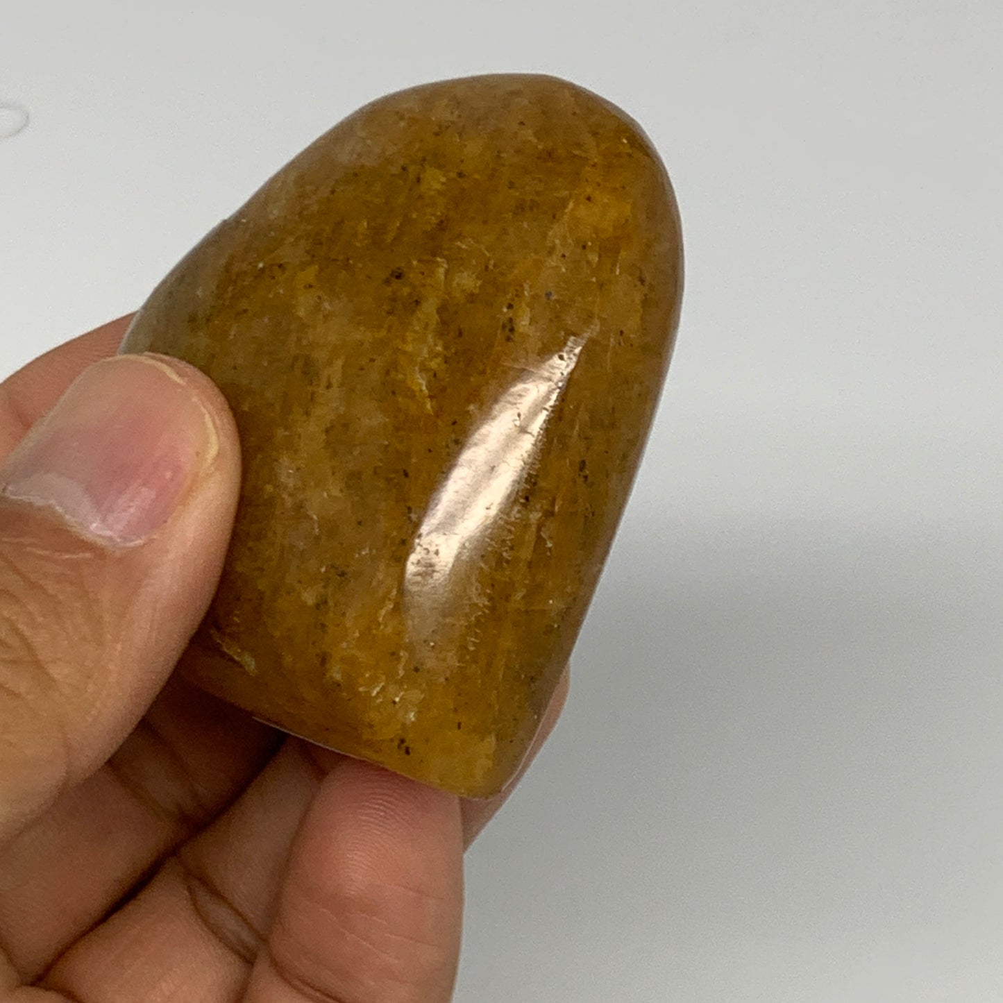 91.7g, 2.1"x2.2"x0.9", Natural Golden Quartz Heart Small Polished Crystal, B2709