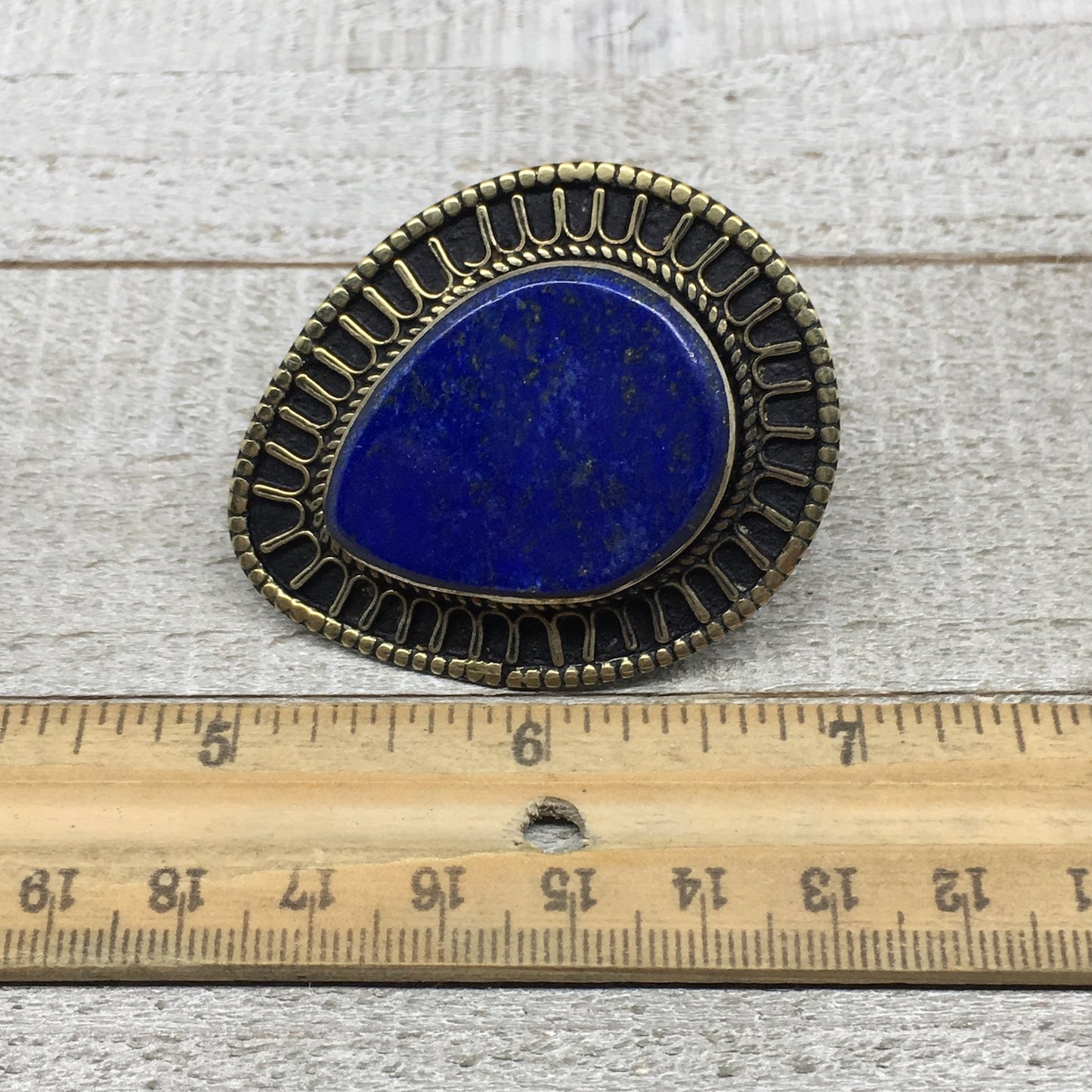2.1"x1.7"x0.3" Deep Blue Lapis Lazuli Ring Gemstone Drop Shape,7, 7.5, TR134