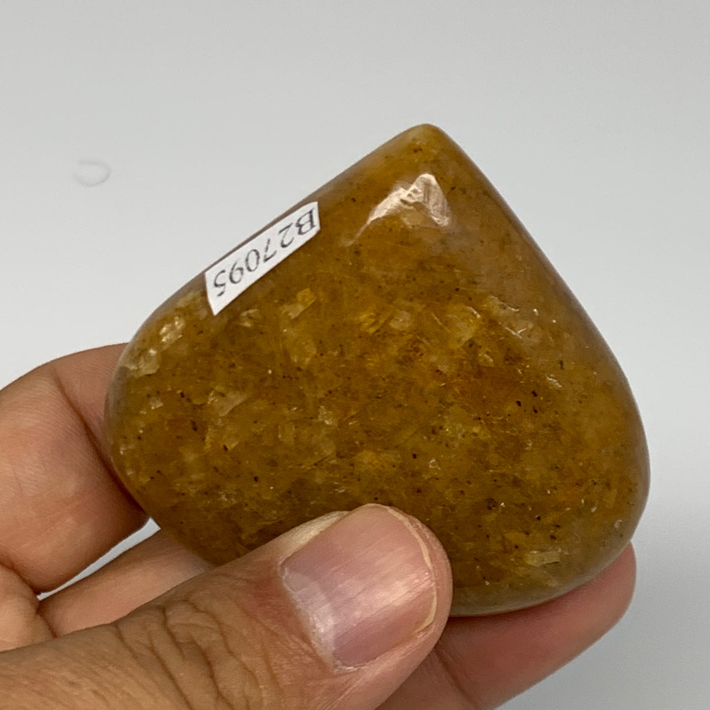 91.7g, 2.1"x2.2"x0.9", Natural Golden Quartz Heart Small Polished Crystal, B2709