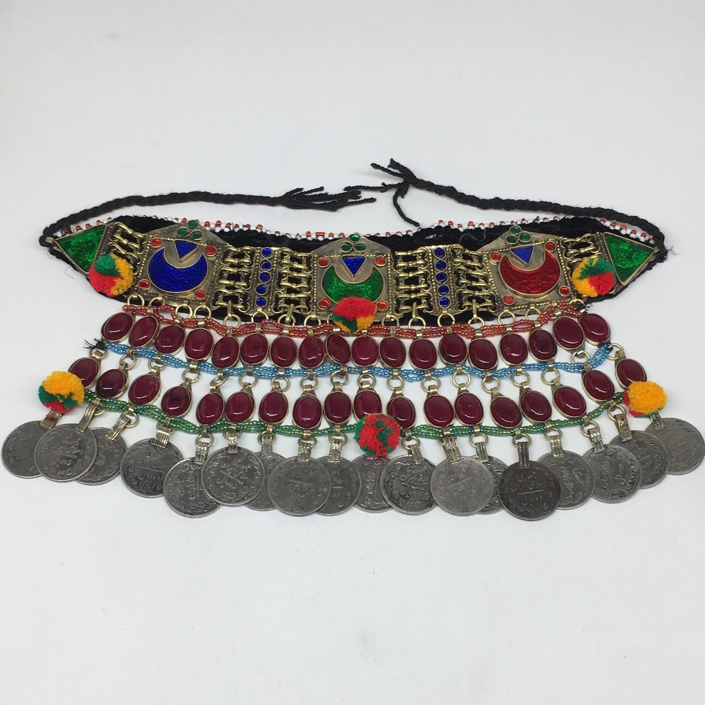 11.5"x5.75"Kuchi Choker Multi-Color Tribal Gypsy Bohemian Statement Coins,CK598