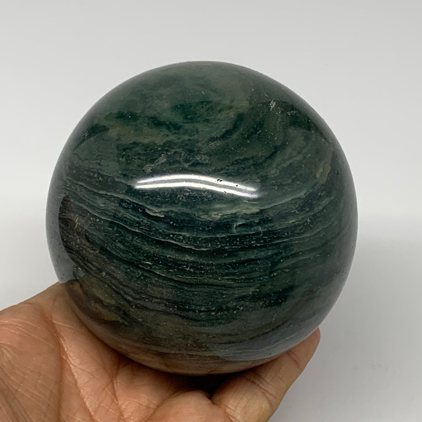 868g, 3.4" (85mm), Ocean Jasper Sphere Geode Crystal Reiki @Madagascar, B25442