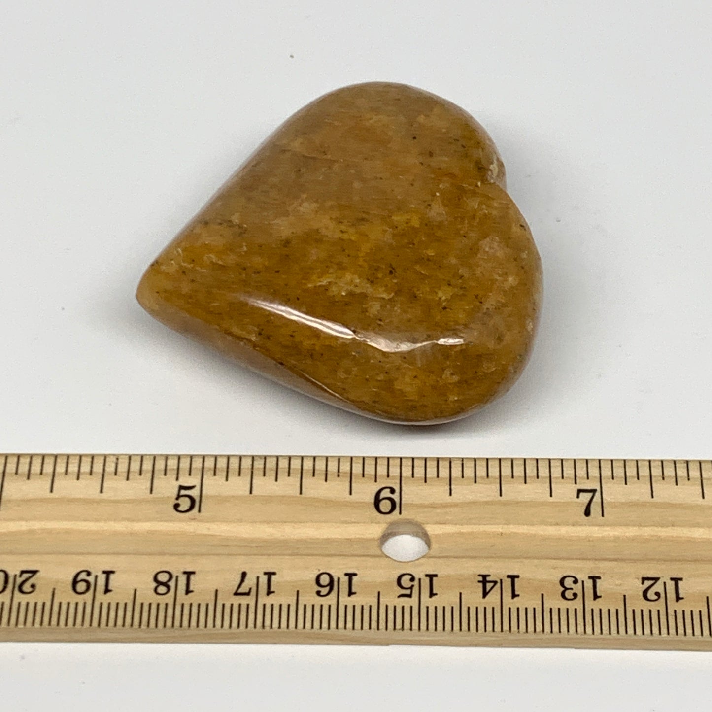 91.7g, 2.1"x2.2"x0.9", Natural Golden Quartz Heart Small Polished Crystal, B2709