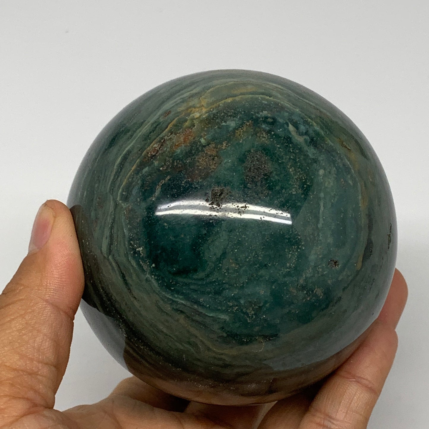 868g, 3.4" (85mm), Ocean Jasper Sphere Geode Crystal Reiki @Madagascar, B25442
