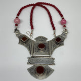 Turkmen Necklace Antique Afghan Tribal Red Carnelian Beaded V-Neck, Necklace T61