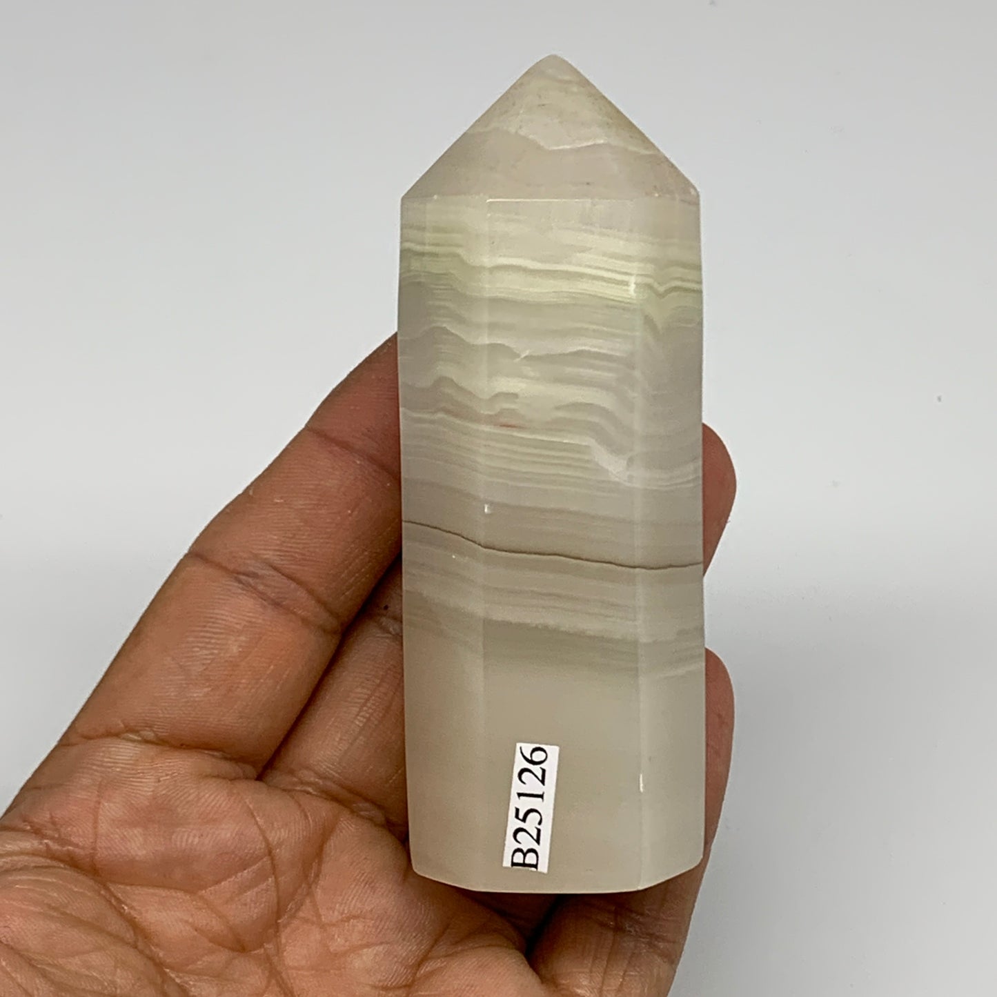 156.8g, 3.5"x1.1" Banded Onyx Point Tower Obelisk Crystal @Pakistan, B25126
