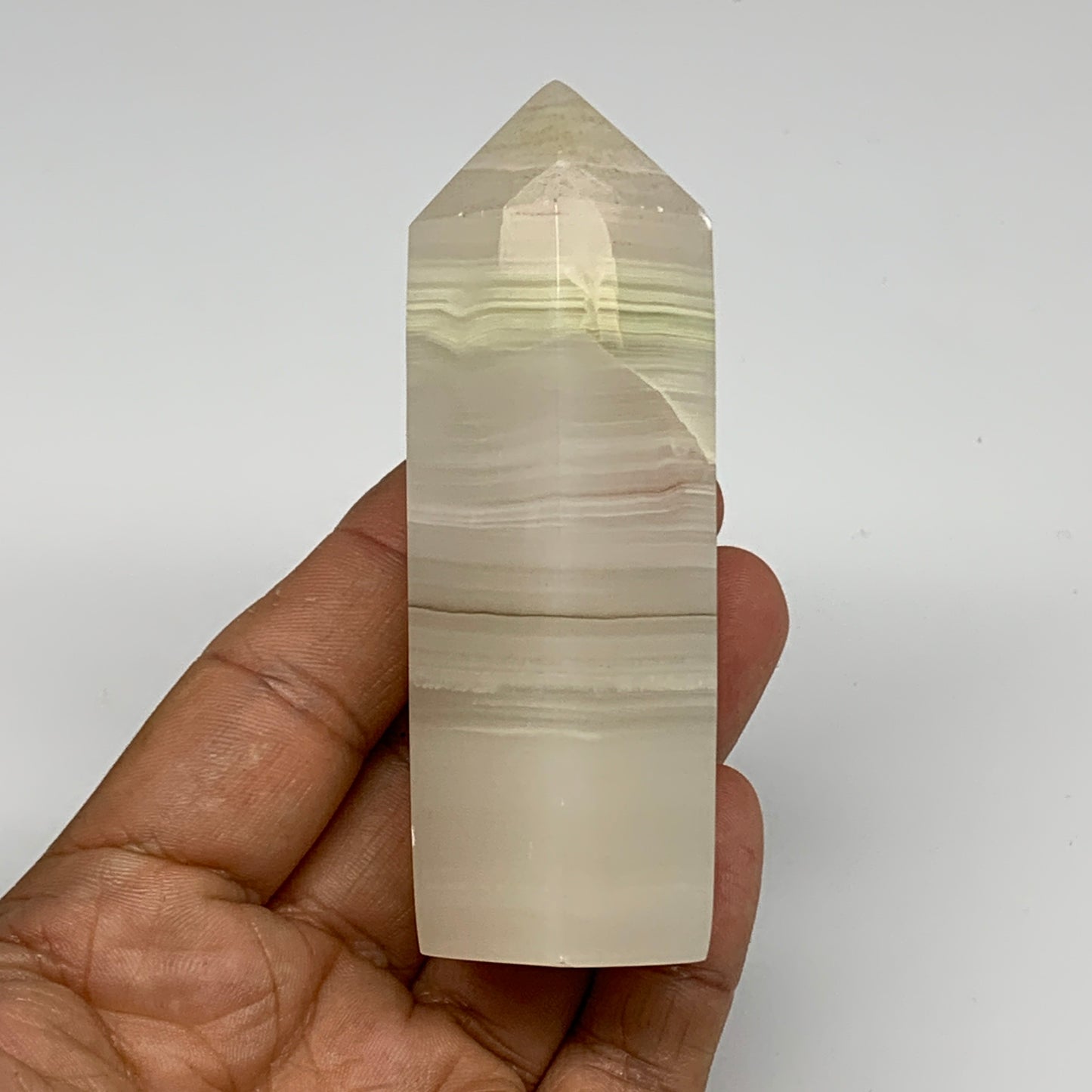 156.8g, 3.5"x1.1" Banded Onyx Point Tower Obelisk Crystal @Pakistan, B25126