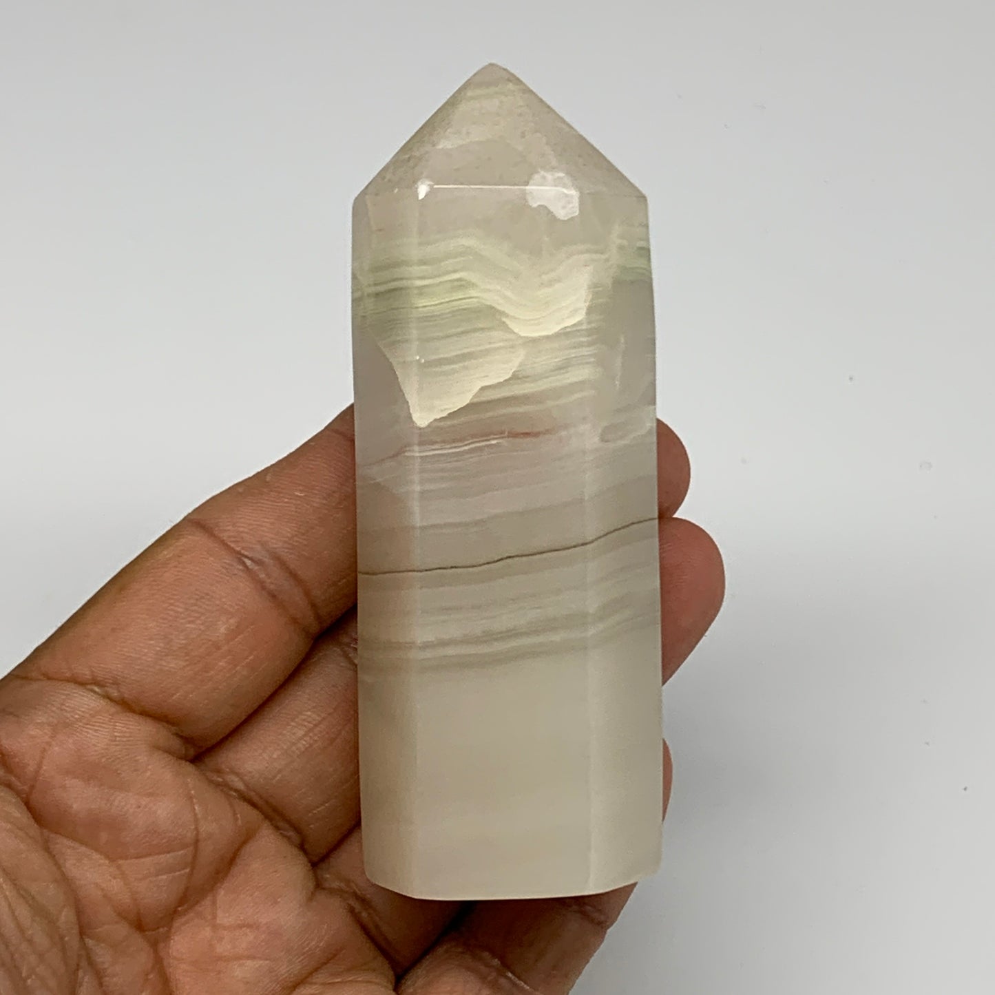 156.8g, 3.5"x1.1" Banded Onyx Point Tower Obelisk Crystal @Pakistan, B25126